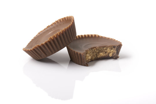 Two Peanut Butter Cups with bite