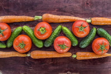 Vegetables on old wood surface