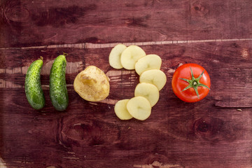Vegetables on old wood surface