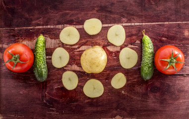 Vegetables on old wood surface