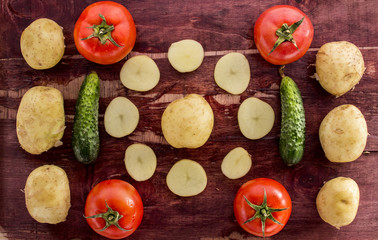 Vegetables on old wood surface