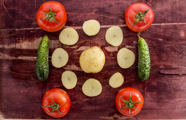 Vegetables on old wood surface