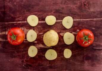 Vegetables on old wood surface