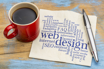 web design word cloud on napkin