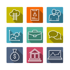 Set of line icons of business people organization, human resource management, company development, career progress. Modern infographic vector logo icons collection concept