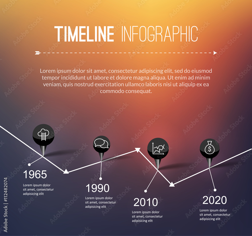 Poster infographic timeline design, concept - template with points. idea to display information, ranking an