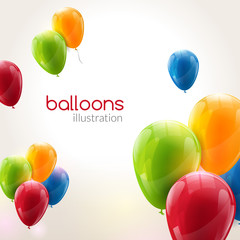 Flying vector festive balloons shiny with glossy balloons for holiday