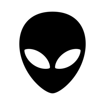 Extraterrestrial alien face or head symbol flat icon for apps and websites