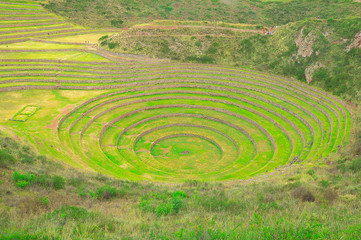 Ancient Inca circular terraces at Moray.