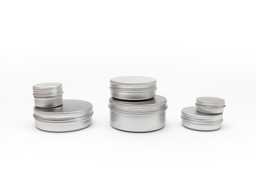 silver metal containers for cosmetics