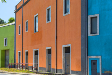 colored facades building