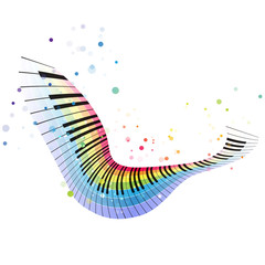 Flying rainbow piano, colorful music design