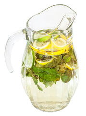 glass pitcher with natural lemonade drink