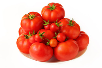 Red selected tomatoes isolated