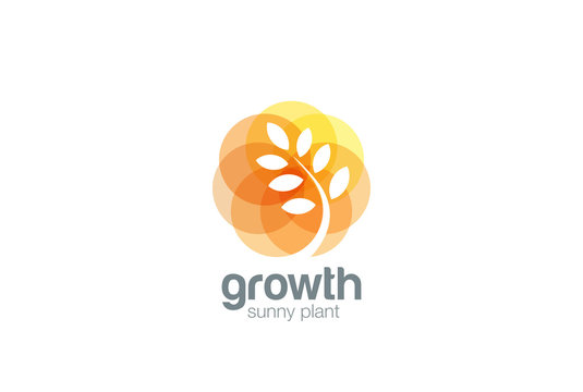 Growing Plant Abstract Logo Negative Space Sprout Logotype Icon