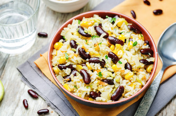 zucchini corn carrots red beans rice