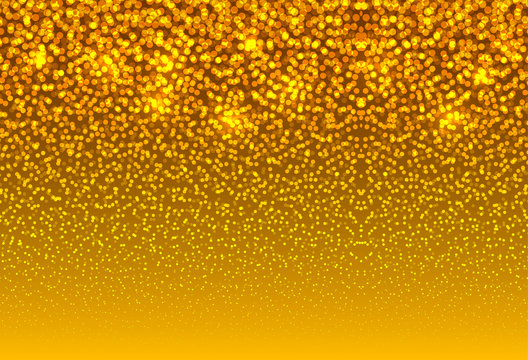 Abstract light effects. Sparkle light particles glowing on gold