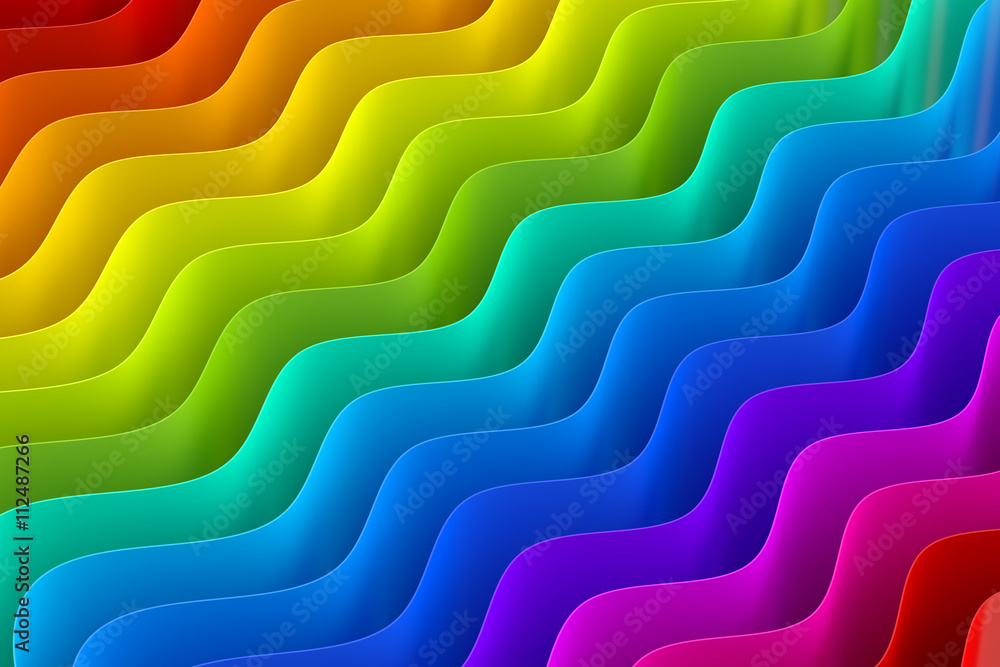 Poster abstract rainbow colors wave background, 3d rendering