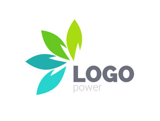 Green leaf logo design. Four leaves health environmental logo. Green logo. Leaf logo, health icon