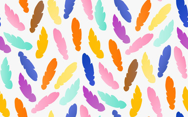 Obraz na płótnie Canvas Feathers vector silhouette pattern. Feather vector illustration. Colorful vector feathers. Pattern with feather. Feather isolated on white background. Feather vector illustration set. Feather icons