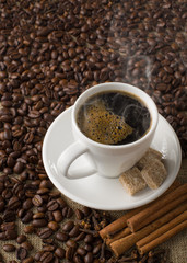 Coffee with cinnamon and sugar