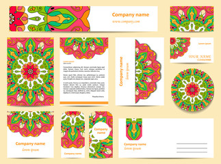 Stationery template design with mandalas.