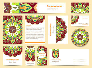 Stationery template design with mandalas.