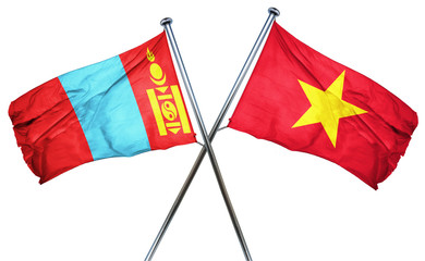 Mongolia flag with Vietnam flag, 3D rendering