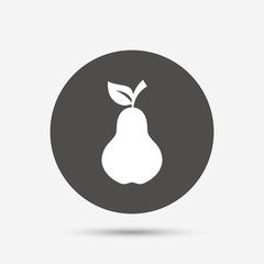 Pear with leaf sign icon. Fruit symbol.