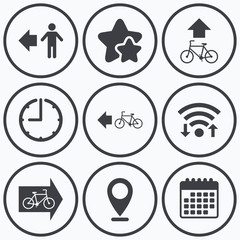 Pedestrian road icon. Bicycle path trail sign.