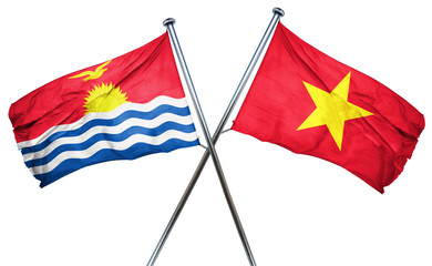 Kiribati flag with Vietnam flag, 3D rendering