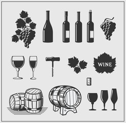 Vector set of wine products.