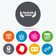 Prayer room icons. Religion priest symbols.