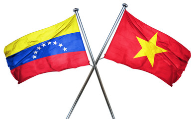 Venezuela flag with Vietnam flag, 3D rendering
