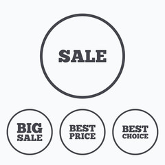 Sale icons. Best choice, price symbols