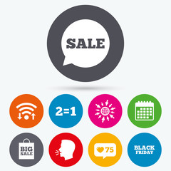 Sale speech bubble icons. Black friday symbol