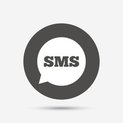 SMS speech bubble icon. Information symbol.