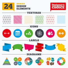 Dumbbells icons. Fitness sport symbols.