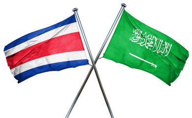 Costa Rica flag with Saudi Arabia flag, 3D rendering