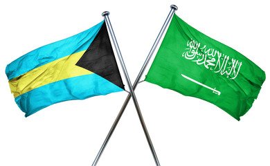 Bahamas flag with Saudi Arabia flag, 3D rendering