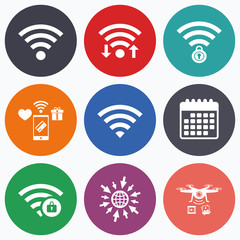 Wifi Wireless Network icons. Wi-fi zone locked.
