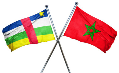 Central african republic flag with Morocco flag, 3D rendering