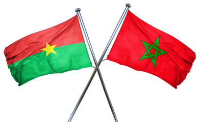 Burkina Faso flag with Morocco flag, 3D rendering