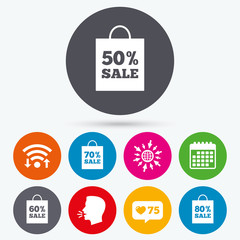 Sale bag tag icons. Discount symbols.