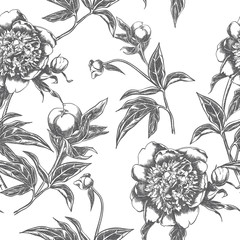 Fototapeta premium Vintage seamless with peony