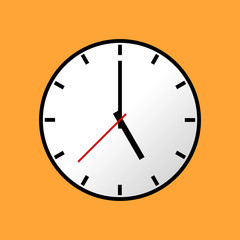 Clock icon, Vector illustration, flat design. Easy to use and edit. EPS10. Orange background.