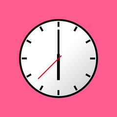 Clock icon, Vector illustration, flat design. Easy to use and edit. EPS10. Pink background.