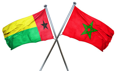 Guinea bissau flag with Morocco flag, 3D rendering