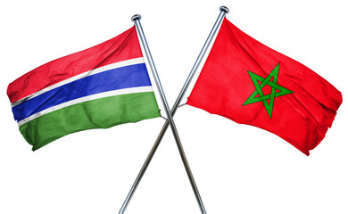 Gambia flag with Morocco flag, 3D rendering