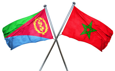 Eritrea flag with Morocco flag, 3D rendering